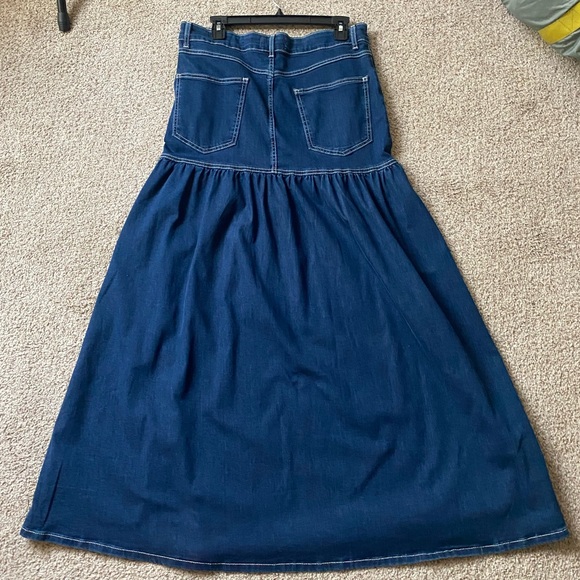 NWOT Free People Jordan Maxi Skirt We the Free Deep Blue Wash Size 12 - Picture 6 of 8